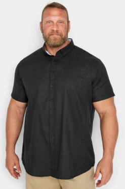 D555 Big & Tall Black Short Sleeve Oxford Shirt