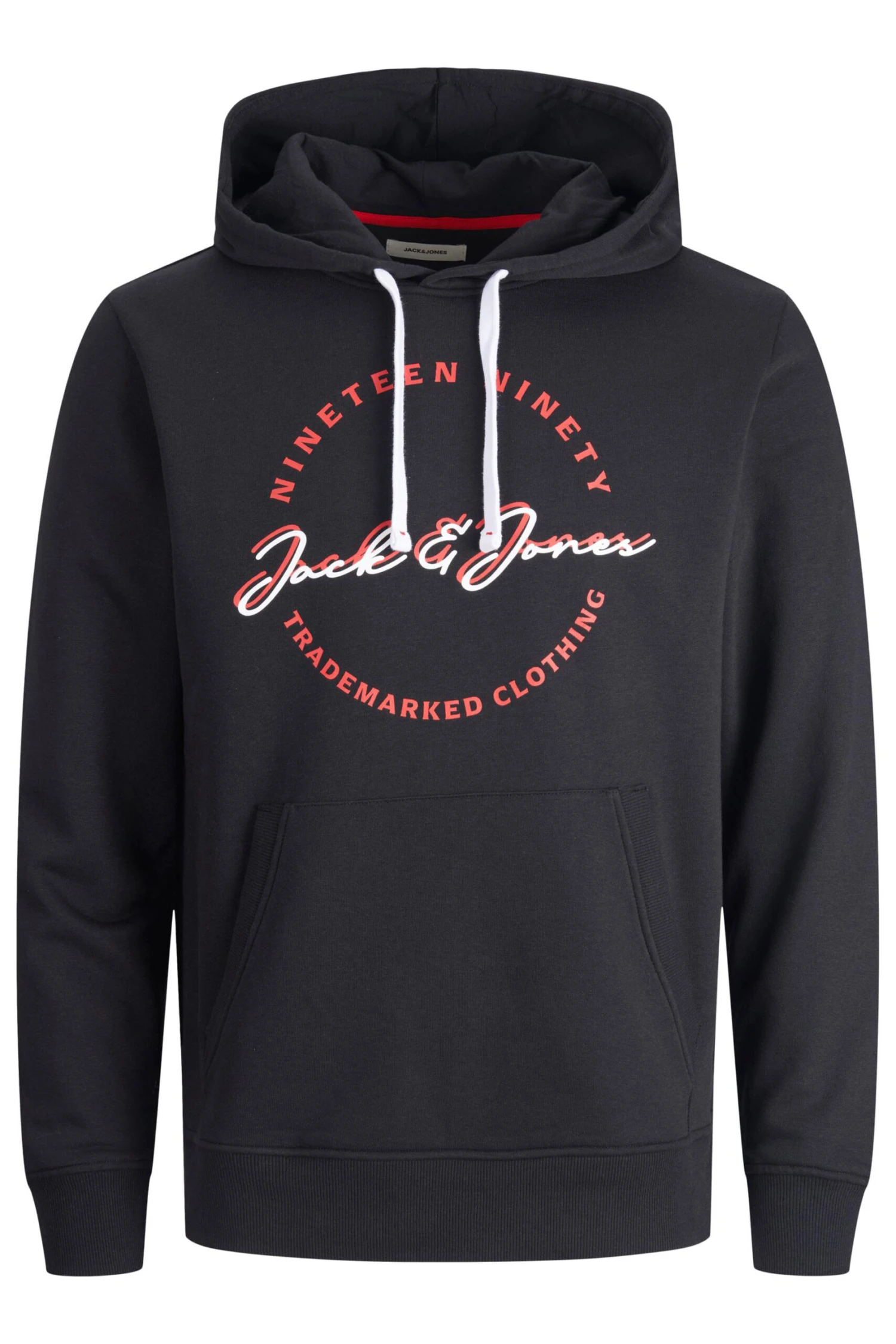 JACK & JONES Big & Tall Black & Red Logo Hoodie 2 JACK & JONES Big & Tall Black & Red Logo Hoodie - Image 2