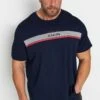 JACK & JONES Big & Tall Navy Blue Logo Stripe T-Shirt