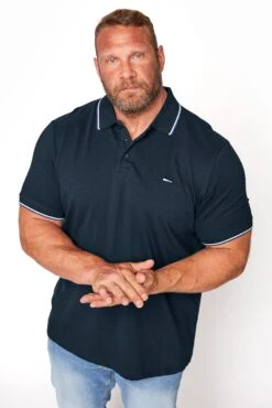 BadRhino Big & Tall Navy Blue Tipped Core Polo Shirt
