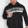 JACK & JONES Big & Tall Black Stripe Logo Print Hoodie