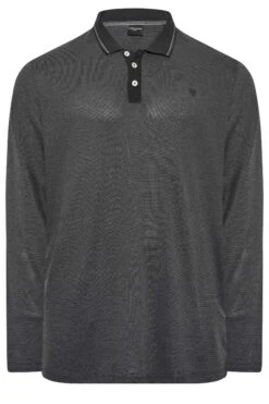 JACK & JONES Big & Tall Grey Long Sleeve Polo Shirt -Menswear Mode Sales Store 040b58d7 49c3 42 207090 X