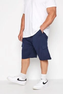 KAM Big & Tall Navy Blue Cargo Lounge Shorts
