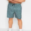 ESPIONAGE Big & Tall Blue Shark Print Swim Shorts
