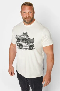 BadRhino Big & Tall White Adventure Jeep Print T-Shirt
