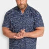 D555 Big & Tall Navy Blue Surf Board Print Shirt