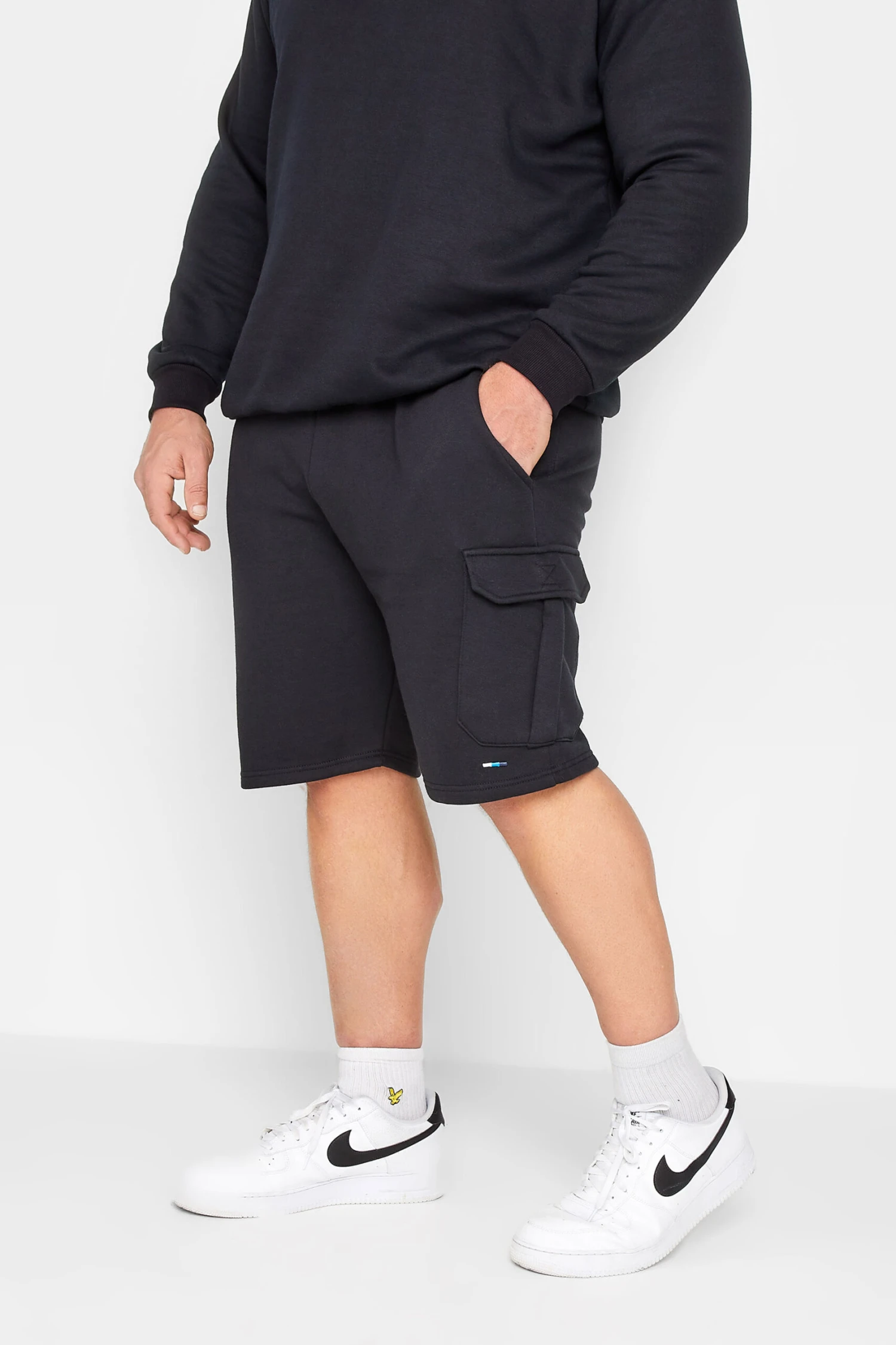 BadRhino Big & Tall Navy Blue Essential Cargo Jogger Shorts 1 BadRhino Big & Tall Navy Blue Essential Cargo Jogger Shorts