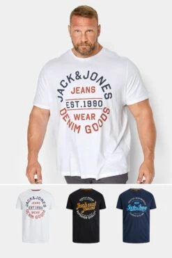 JACK & JONES Big & Tall 3 PACK White Logo T-Shirts
