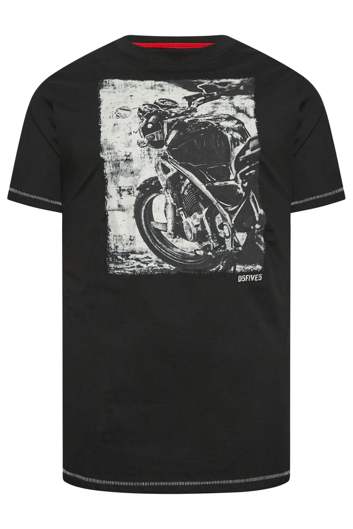D555 Big & Tall Black Motorbike Printed T-Shirt 3 D555 Big & Tall Black Motorbike Printed T-Shirt - Image 3