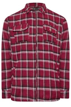 KAM Big & Tall Red Zip Through Sherpa Lined Check Shirt 5 KAM Big & Tall Red Zip Through Sherpa Lined Check Shirt -Menswear Mode Sales Store 0be82e91 a55b 42 206991 X