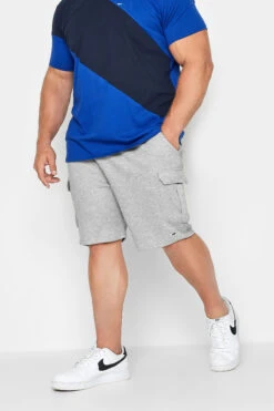 BadRhino Big & Tall Grey Marl Essential Cargo Jogger Shorts
