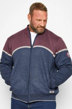 D555 Big & Tall Blue & Red Colourblock Fleece
