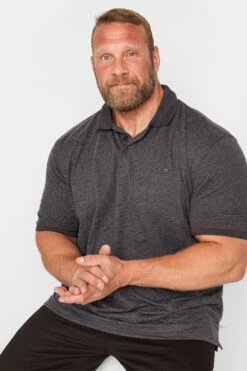 KAM Big & Tall Charcoal Grey Polka Dot Polo Shirt