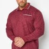 KAM Big & Tall Burgundy Red Dobby Print Long Sleeve Polo Shirt