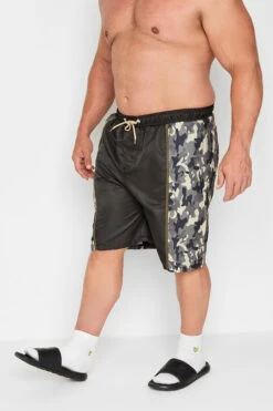 KAM Big & Tall Khaki Green Camo Print Swim Shorts