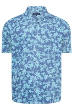 BadRhino Big & Tall Blue Palm Print Shirt -Menswear Mode Sales Store 129547a4 6850 42 208026 X