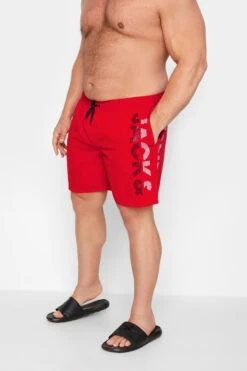 JACK & JONES Big & Tall Red Logo Swim Shorts