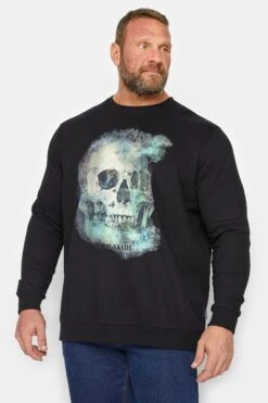BadRhino Big & Tall Black Skull Print Sweatshirt