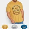 JACK & JONES Big & Tall 3 PACK Blue & Yellow Logo T-Shirts