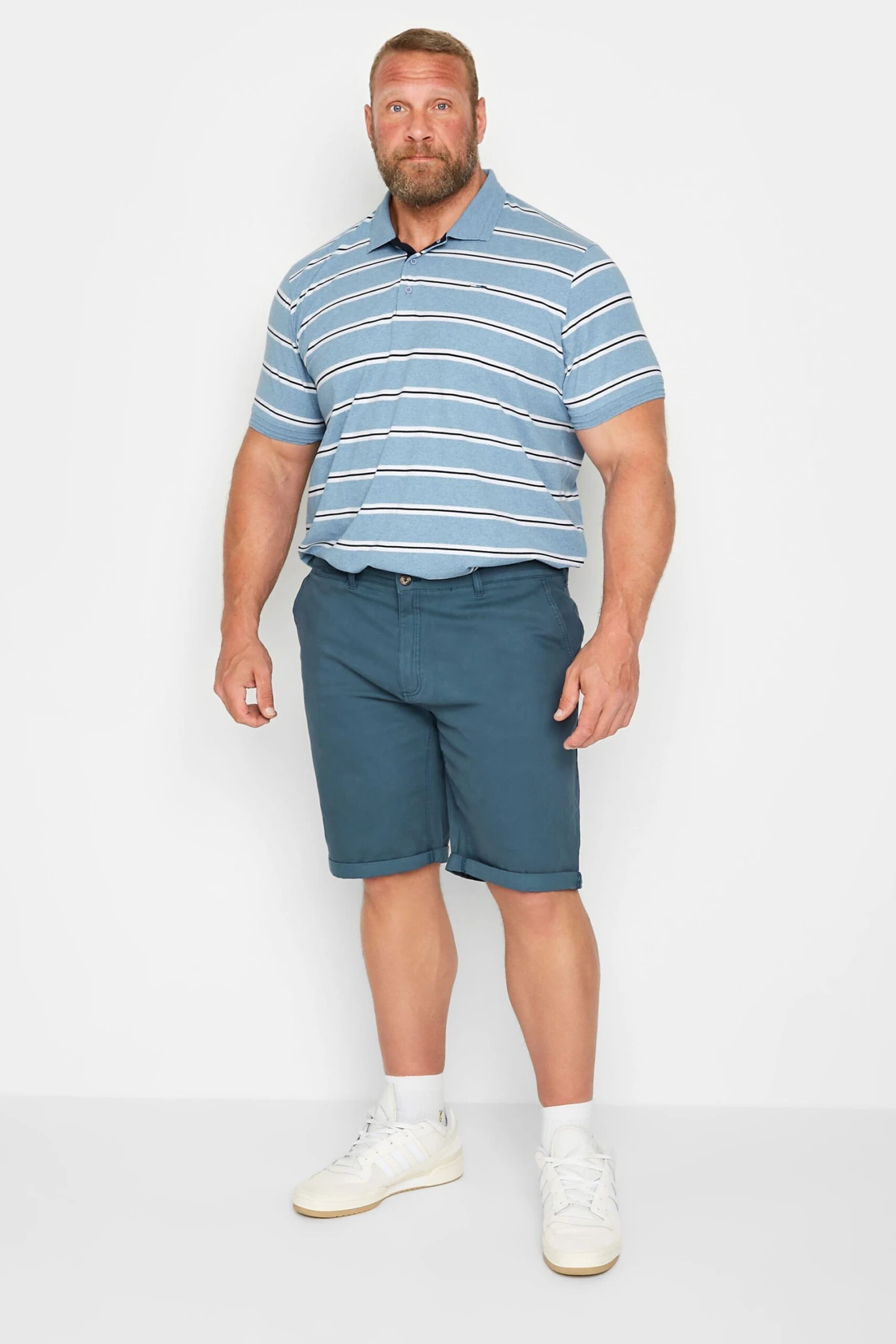 BadRhino Big & Tall Light Blue Stripe Print Polo Shirt 2 BadRhino Big & Tall Light Blue Stripe Print Polo Shirt - Image 2