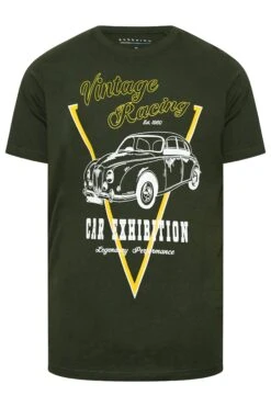 BadRhino Big & Tall Dark Green 'Vintage Racing' Car Print T-Shirt -Menswear Mode Sales Store 16e736ba d04d 47 207958 X