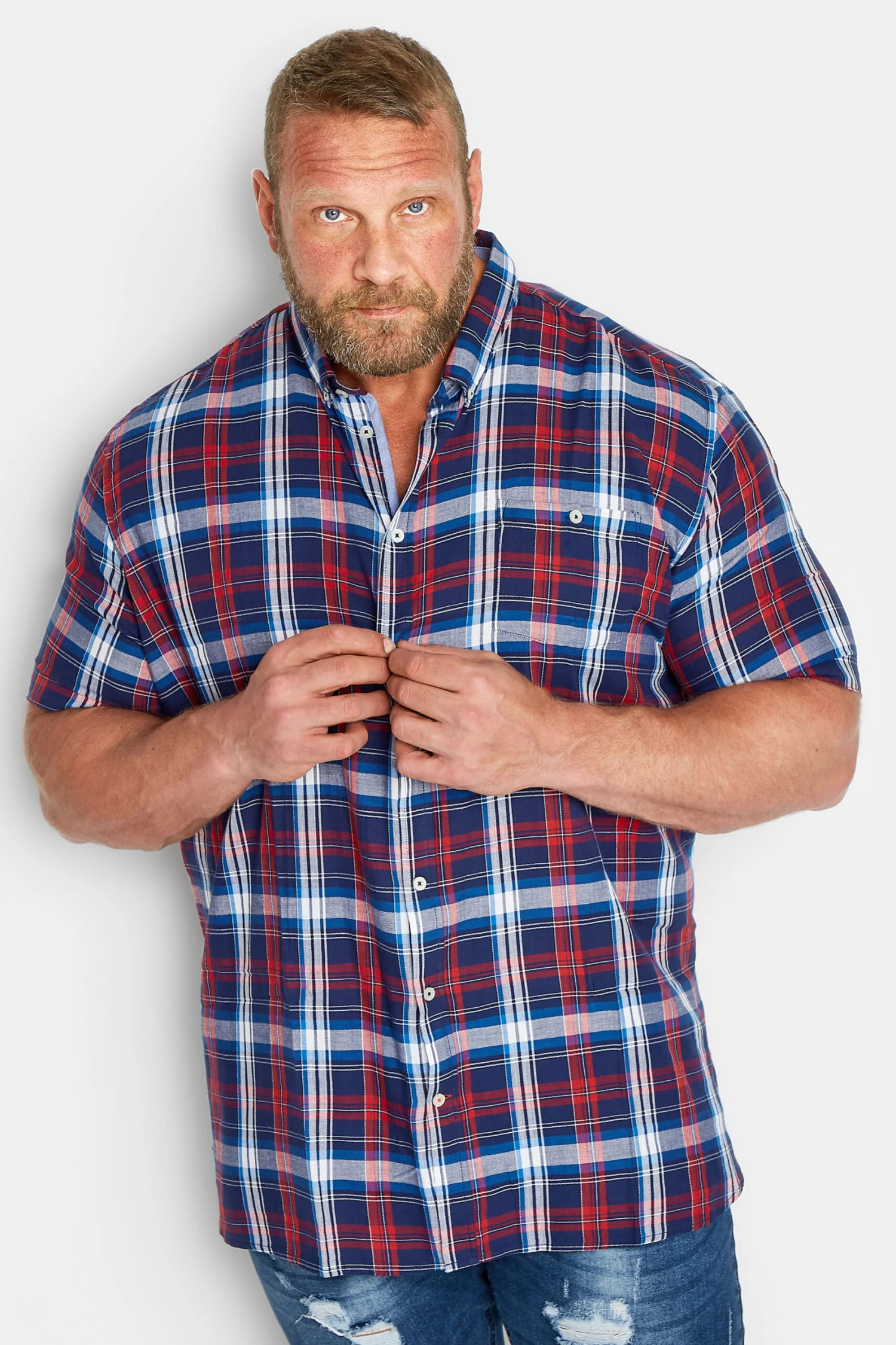 D555 Big & Tall Red Check Print Shirt 1 D555 Big & Tall Red Check Print Shirt