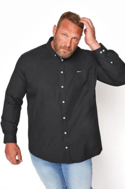 BadRhino Big & Tall Black Logo Poplin Long Sleeve Shirt