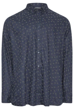 Ben Sherman Navy Blue Stipple Print Long Sleeve Shirt