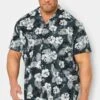 BadRhino Big & Tall Grey Tropical Print Shirt
