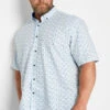 KAM Big & Tall White Bird Print Short Sleeve Shirt