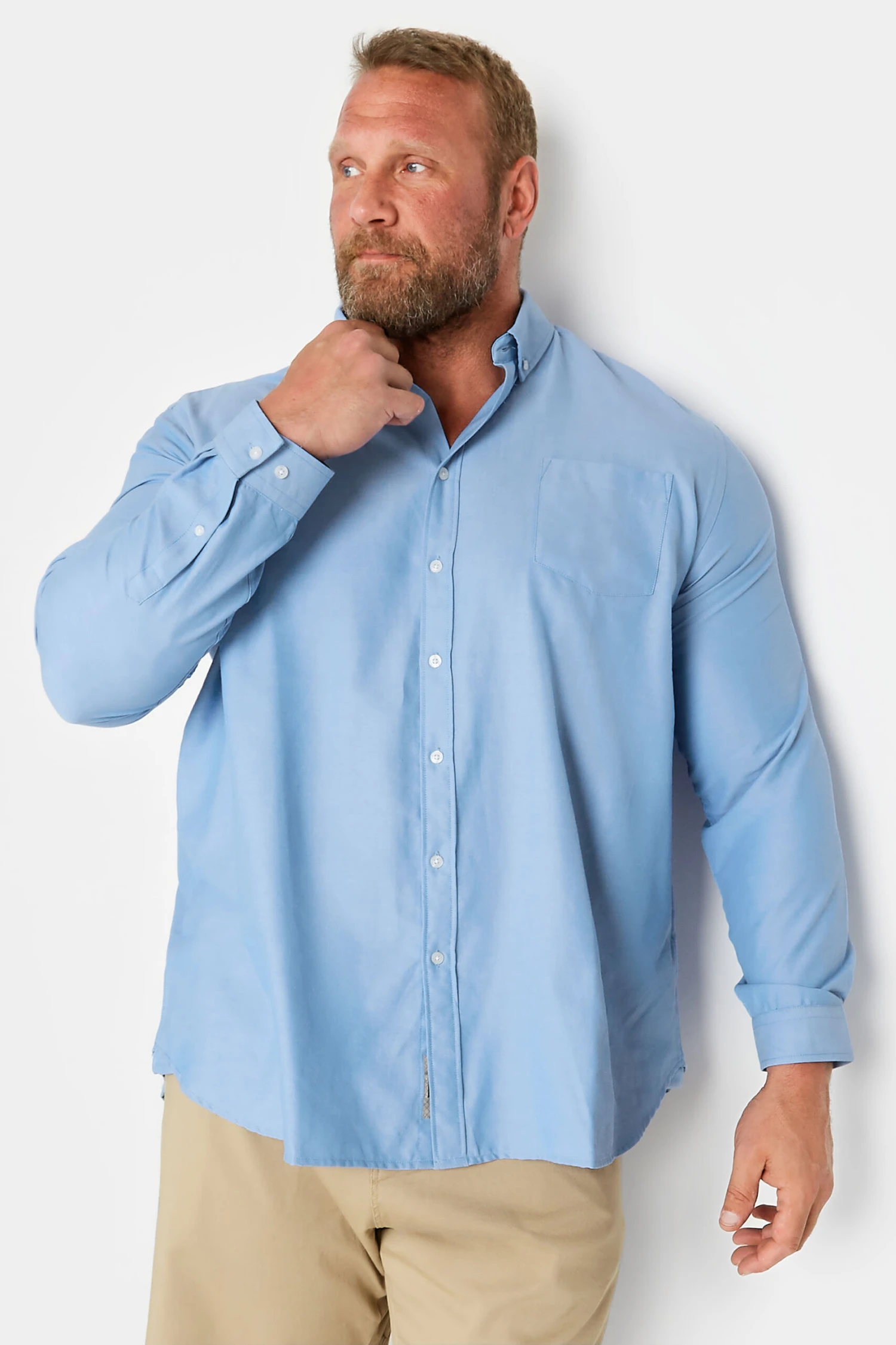 D555 Big & Tall Light Blue Long Sleeve Oxford Shirt 1 D555 Big & Tall Light Blue Long Sleeve Oxford Shirt