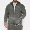 GNP Big & Tall Grey Washed Zip Through Hoodie
