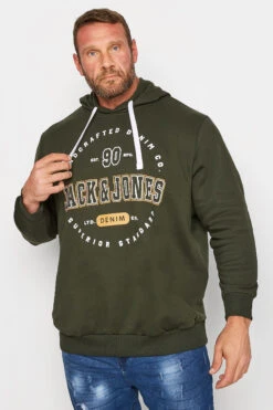 JACK & JONES Big & Tall Green Logo Hoodie