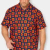 ESPIONAGE Big & Tall Orange Geometric Print Shirt