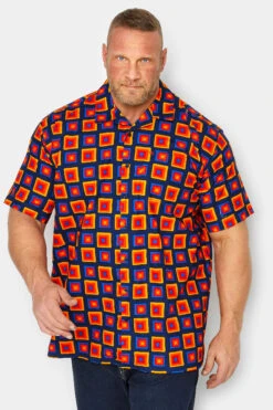 ESPIONAGE Big & Tall Orange Geometric Print Shirt