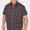 JACK & JONES Big & Tall Navy Blue Flamingo Print Short Sleeve Shirt