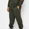 KAM Big & Tall Khaki Green Camo Side Panel Joggers
