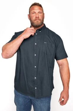 BadRhino Big & Tall Navy Blue Poplin Short Sleeve Shirt