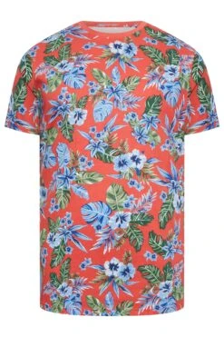 BadRhino Big & Tall Red Tropical Print T-Shirt -Menswear Mode Sales Store 230b073e 616d 4f 207988 X