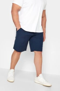 JACK & JONES Big & Tall Navy Blue Linen Blend Shorts