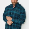 LYLE & SCOTT Big & Tall Navy Blue Check Flannel Shirt