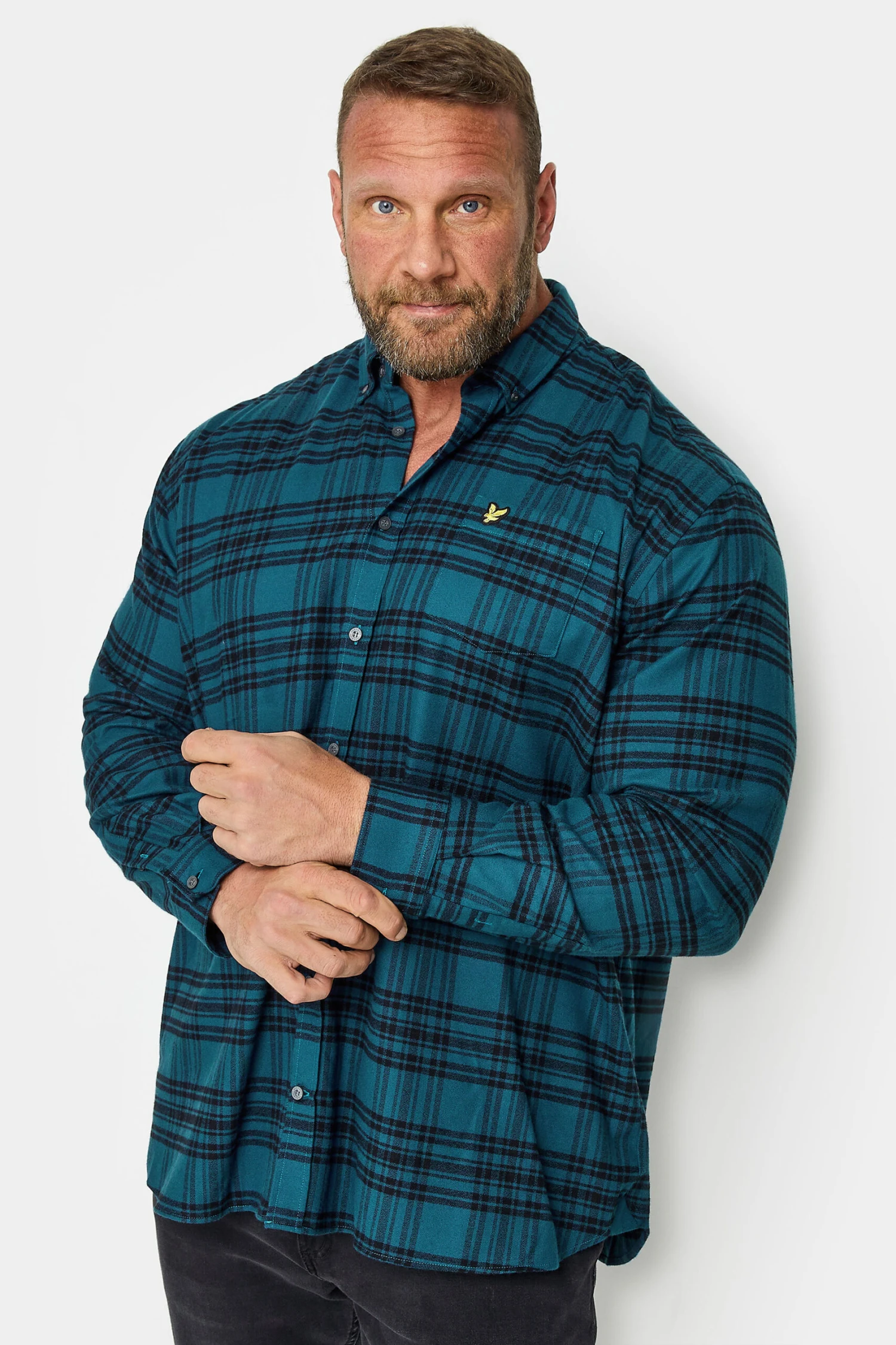 LYLE & SCOTT Big & Tall Navy Blue Check Flannel Shirt 1 LYLE & SCOTT Big & Tall Navy Blue Check Flannel Shirt