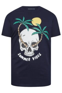 BadRhino Big & Tall Navy Blue Summer Vibes T-Shirt -Menswear Mode Sales Store 25bf914d 195f 40 207975 X