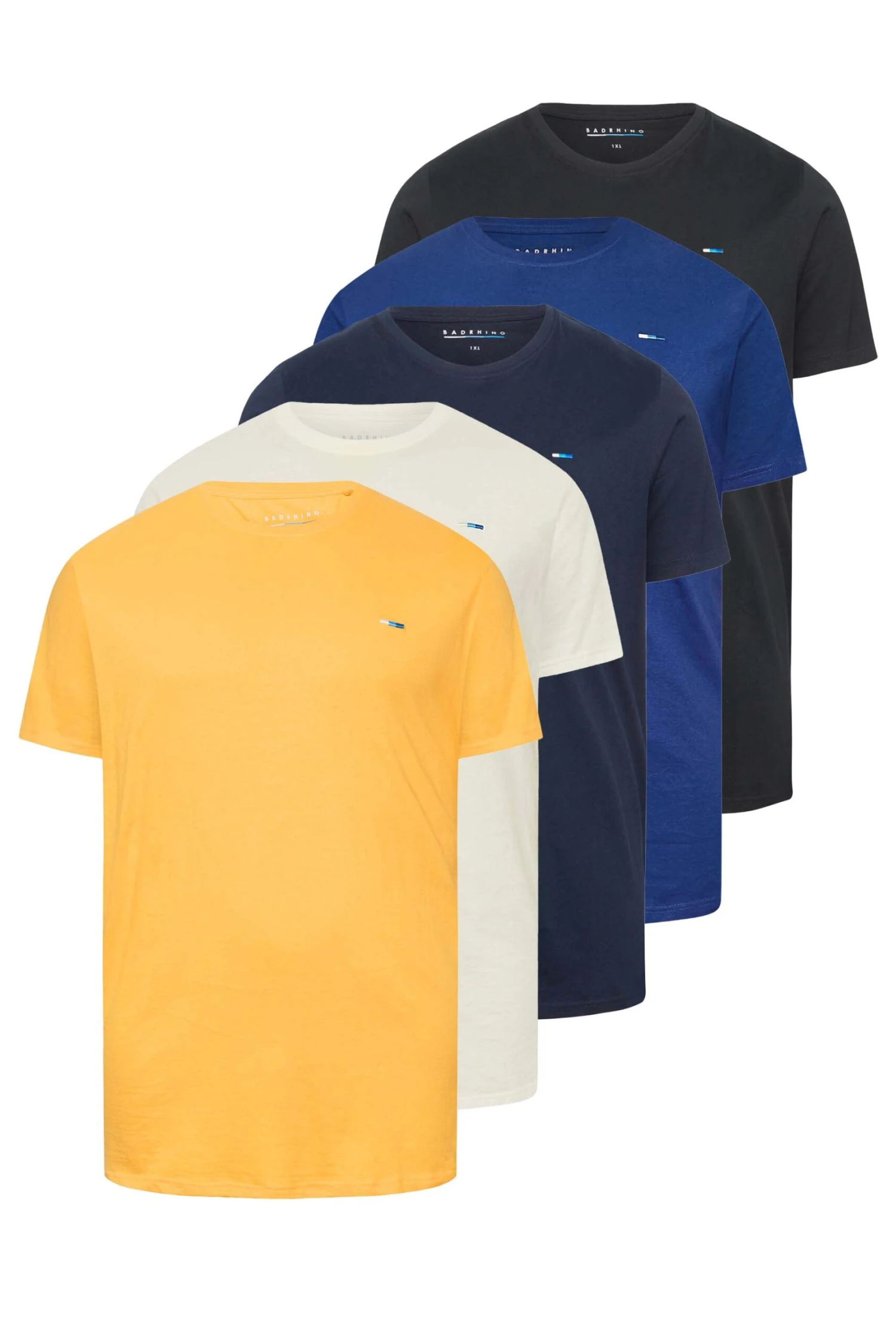 BadRhino For Less Lightweight Black/Navy/Sodalite Blue/Flax Yellow/ Marshmellow White 5 Pack T-Shirts 2 BadRhino For Less Lightweight Black/Navy/Sodalite Blue/Flax Yellow/ Marshmellow White 5 Pack T-Shirts - Image 2
