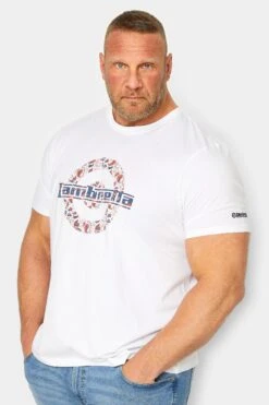 LAMBRETTA Big & Tall White 'Lambretta' Slogan T-Shirt