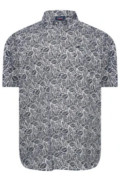 ESPIONAGE Big & Tall Navy Blue Leaf Print Shirt -Menswear Mode Sales Store 2929b83b 202d 49 207784 X