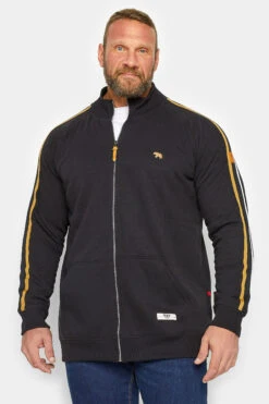 D555 Big & Tall Black Zip Through Logo Sweatshirt