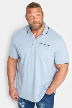 D555 Big & Tall Light Blue Tipped Pocket Polo Shirt