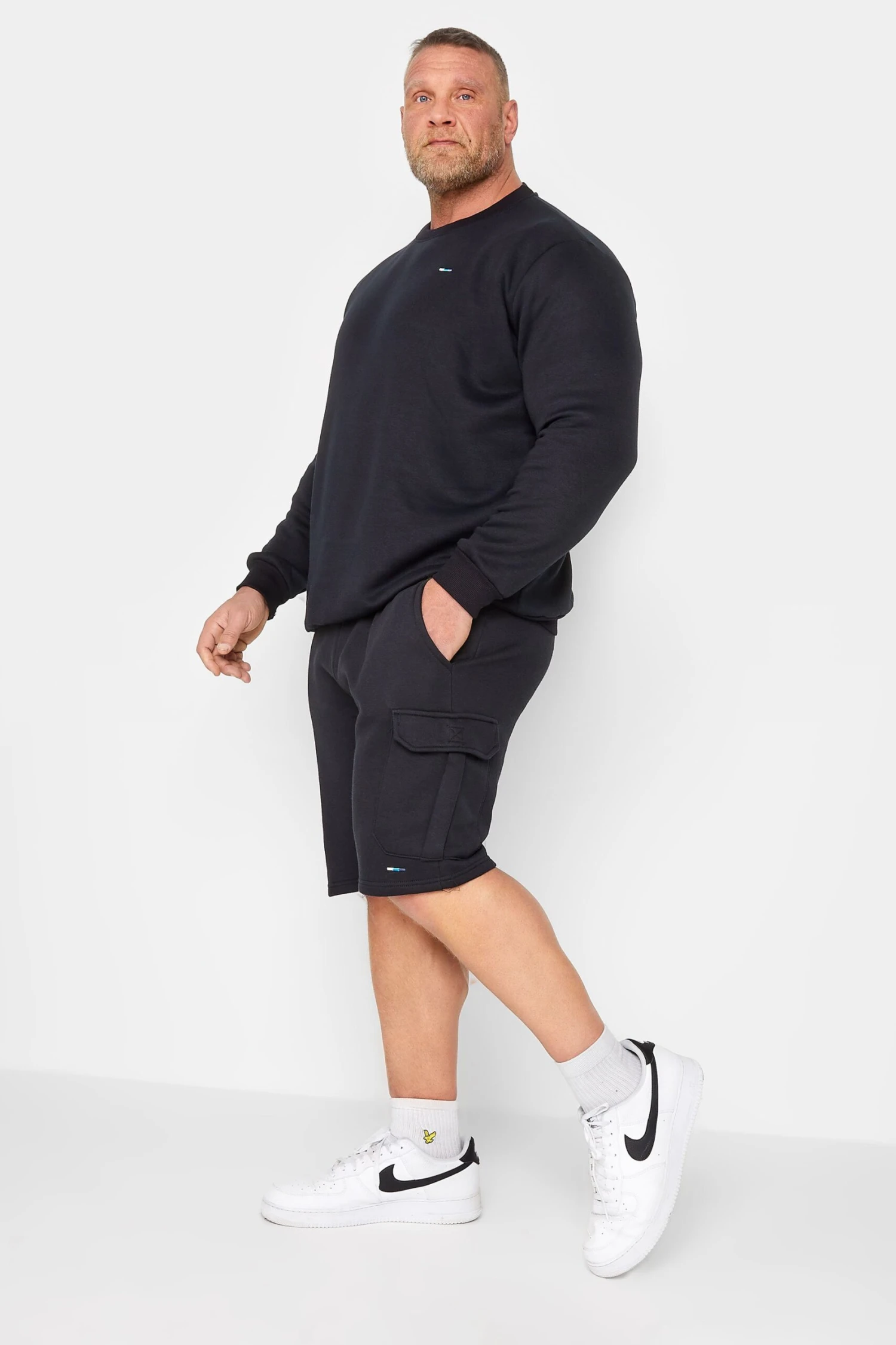 BadRhino Big & Tall Navy Blue Essential Cargo Jogger Shorts 2 BadRhino Big & Tall Navy Blue Essential Cargo Jogger Shorts - Image 2