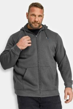 BadRhino Big & Tall Grey Zip Through Long Sleeve Hoodie